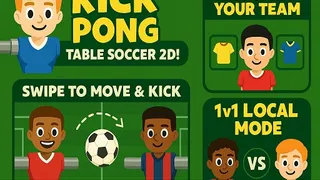 Bizi ezazu mahai-futbolaren eta pong-aren arteko nahasketa paregabea arcade futbol joko bizkor honetan. Erronka egin AI-ari edo lagun bati gailu berean. Jokatu…